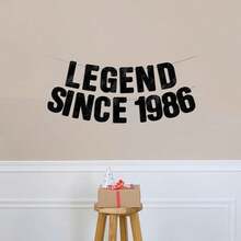 Legend Started In 1986 黑色亮片橫幅，男士 40 歲生日快樂裝飾，女士 40 週年紀念派對裝飾 - 1986 - 查看 6