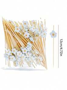 1/50/100pcs White Daisy Decorative Picks, Suitable For Fruit, Dessert, Snack And Cocktail Decoration, Applicable For Daily Home (Tableware) And Party (Dessert Table, Cocktail Party) - View 8