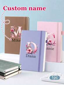 Personalized Laser Customized Vintage A5 Leather Bound Notebook, With Customized Soft Cover And Bookmark, Classic PU Leather Notebook, 1pc - Multicolor - View 1
