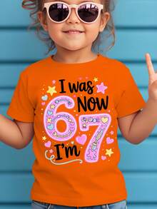 Creative And Sweet T-Shirt For Girls WML With Cartoon Print Of The Number 67 - Black - View 1