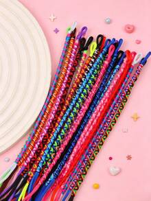 10/20pcs/Set Bohemian Style Colorful Fashion Woven Adjustable Children's Bracelets, Geometric Pattern, Gift For Friends, Daily Wear Accessories - Friendship Rope - View 6
