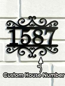 3 Sizes Available! Customized Outdoor Metal Door Number, Scroll Style Fashion Address Plate, Customized Vintage Door Number - Black - View 4