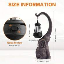 Bronze Elephant Lantern Garden Statue, Resin Hanging Lamp Decor For Patio Lawn Yard, IP44 Waterproof - 青銅象燈 - 查看 5
