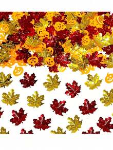 200Pcs Halloween Maple Leaf And Pumpkin Confetti, Glitter Maple Leaf Confetti Table Decor, Party Confetti For Tossing, Perfect For Fall Weddings, Home Table Decor, Halloween, Thanksgiving, Birthday Parties, And Fall Decor - Multiple Styles - View 2
