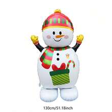 Standing Christmas Snowman Aluminum Foil Balloon With Base, Home Living Room Window Display Holiday Decoration Balloon, Party Photo Backdrop Decor - Multicolor - View 7