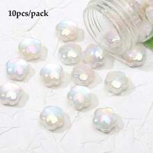 beadia 10顆 10mm 精緻貓眼梅花壓克力貝殼光澤珠,適用手鍊、項鍊、珠飾吊墜、珠飾配件裝飾珠 - 花朵 - 查看 10