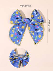 1pc Back To School Blue Hair Bow Clip,Stationery Pattern Hair Clip,Casual Fabric Hair Pin,Opening Ceremony/First Day Of School Hair Accessory,Teenager - Multicolor - View 5