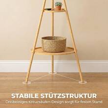 Freestanding Coat Rack With 9 Hooks And 2 Shelves For The Entrance, Natural Finish. - 原木色 - 查看 3