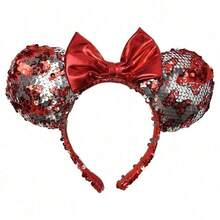 Minnie [組合省錢] Disney 米妮老鼠亮片耳飾髮箍 & 銀色耳飾髮箍 & 發光項鍊套裝組合 – 輕量且可調節，舒適貼合，閃亮亮片，服裝配件，兒童飾品，適合兒童的完美禮物，米妮老鼠粉絲禮物，生日派對 & 度假紀念品 - 彩色 - 查看 3