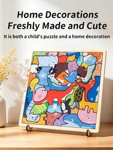 Puzzle Kayu 3D Hewan Kartun untuk Balita, Mainan Edukasi Jigsaw Asimetris untuk Melatih Koordinasi Mata dan Tangan - MultiWarna - View 8