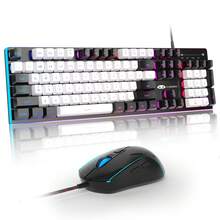 True RGB Full Size Keyboard And Mouse Combo, Silent Typing, 2-In-1 Combination, Mechanical Feel USB Membrane Keyboard, Suitable For Office And Gaming, Home Gift, PC And Laptop (Black & White) - View 1