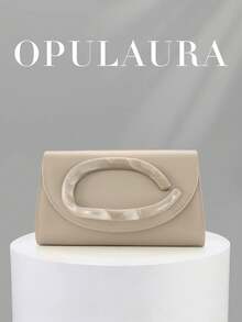 OpulAura 1件裝女款優雅黑色天鵝絨手提包，奢華天鵝絨晚宴包，適合正式禮服、婚禮、生日派對與畢業舞會 - 杏色 - 查看 11