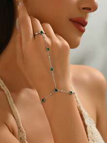 3pcs/Set Fashion White Shell Heart-Shaped Stainless Steel Butterfly Finger Chain Bracelet, Elegant Luxury Niche Design, Minimalist Exquisite Commute Versatile Party Beach Vacation Hand Jewelry, Perfect Gift For Friends, Besties, Couples On Christmas, Halloween, Thanksgiving, Mother's Day, Anniversary, Birthday, Valentine's Day And Other Holidays - 3-piece Bracelet Set - View 3
