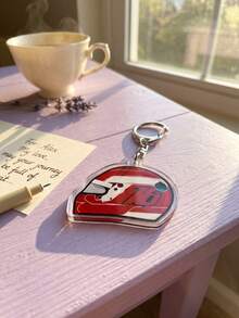 1pc/6pcs F1 Driver Lec Theme Acrylic Keychain, Featuring LEC Logo, #16 Helmet, Classic Radio Quotes, Banana And Racing Car Pattern, Minimalist Style, High Transparency Acrylic Material, Asymmetrical Silhouette, High Definition Print With D-Ring, Fashionable Multi-Functional Bag Charm And Racing Merchandise, Suitable For Back To School, Racing Fan Gatherings, Race Support, Daily Wear And Gifts, All Seasons - Multicolor - View 7