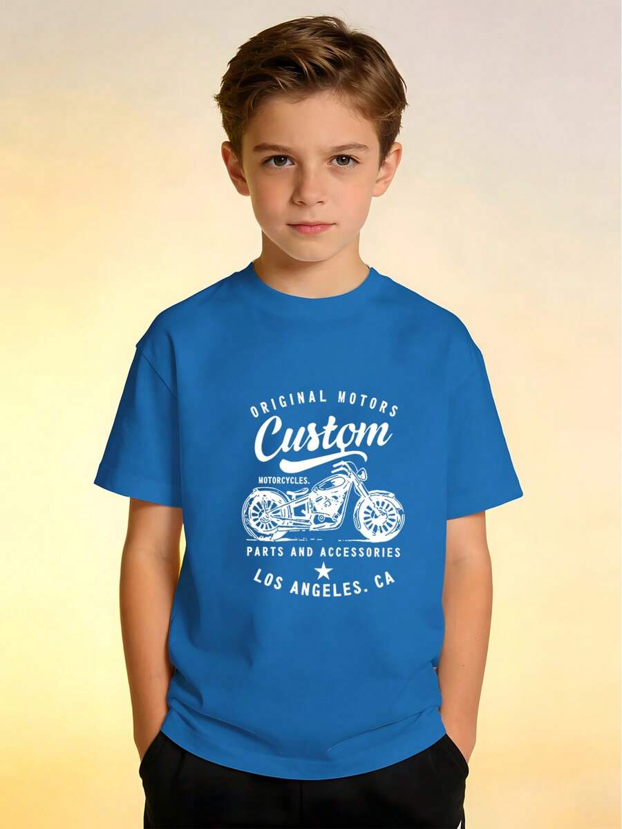 1 Piece Of Modern Children's Clothing For Boys, Suitable For Toddlers, Medium And Large Children, Comfortable And Unique Short-Sleeved T-Shirt. - Royal Blue - View 1