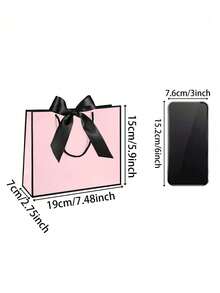20/10/5/1pc Small Horizontal Kraft Paper Gift Bags With Ribbon Handles, Suitable For Weddings, Bridal Showers And Bachelorette Parties, Perfect For Birthdays, Weddings, Bridal Showers And Shopping (Black And Pink) - A - View 8