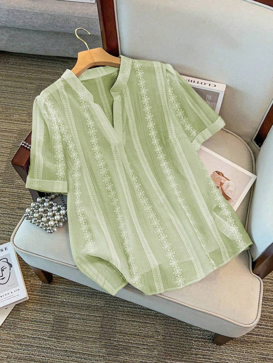 Plus Size Blouses - Green - View 1