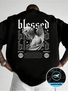Men's Casual Summer Sports T-Shirt, Breathable Cotton T-Shirt, Youthful Streetwear Style, Ideal For Daily Wear And Outdoor Activities, TZMU - 黑色 - 查看 1
