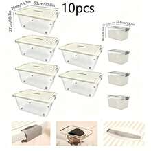 Collection Of 4+2 Or 6+4 Spacious Storage Containers, Designed To Be Stackable, Equipped With Lids And Wheels For Organizing Different Items Large Storage Containers Plastic Storage Containers - White - View 8