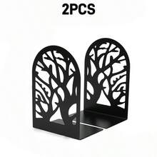Black Metal Bookends Tree Of Life, Desktop Book Organizer, Bookshelf Book Holder, Non-Slip Book Stoppers, Office & Home Decor Rack - Multicolor - View 15
