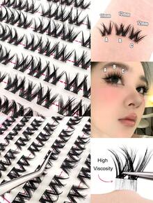 90片自黏式假睫毛簇 11-13mm 自然C捲 DIY接睫毛 自黏簇狀長睫毛 預黏膠捲曲簇狀假睫毛 美杜莎睫毛 - C - 查看 3