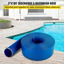 VEVOR Manguera de Descarga de 76 mm x 32 m Manguera Plana de Tela de PVC Manguera de Drenaje Resistente con Abrazaderas Resistente a la Intemperie para Piscina y Transferencia de Agua, Azul - 3"x100" - Ver 2