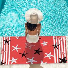 1pc Striped Turtle & Starfish Microfiber Beach Towel, Multiple Sizes Beach Blanket Sun Protection Towel, Lightweight, Suitable For Swimming, Camping, Sports, Beach Or Gym Beach Accessories | Modern Beach Towel | Durable Beach Mat, Beach Towel - Multicolor - View 8