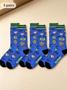 1/3/5 pares de calcetines de media caña con tema de juegos retro para hombres, suaves, absorbentes de sudor, resistentes al olor, regalo divertido, uso diario, adecuados para verano y otoño - Multicolor - Ver 10