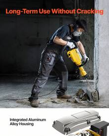 Demolition Jack Hammer, 2200W 1350 BPM Jack Hammer Concrete Breaker, Heavy Duty Electric Jack Hammer 4pcs Chisels Bit With Gloves, 360° Swiveling Front Handle For Trenching And Breaking Holes - Yellow - View 4