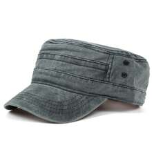 1 pieza Gorra de béisbol de parte superior plana lavada para hombres, gorra casual ajustable con protección solar, adecuada para viajes de primavera y otoño, playa, fiesta - Multicolor - Ver 20