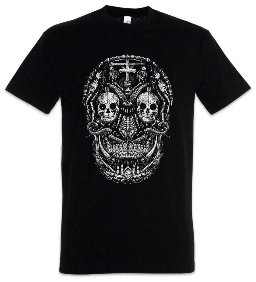 Camiseta de hombre con calavera mexicana I Skull Sugar Gang Latino México Tattoo Gang - Negro - Ver 1
