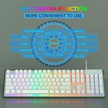 Combo de Teclado y Ratón para Juegos, Teclado K1 con Retroiluminación LED Arcoíris de 104 Teclas, Compatible con Computadora/PC/Portátil (Verde Claro) - verde claro - Ver 4
