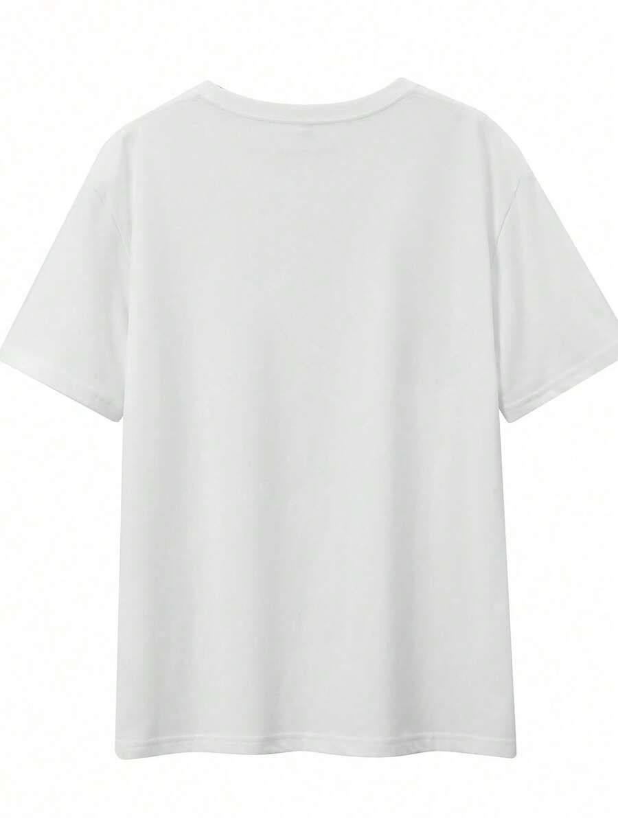 Short-Sleeve T-Shirt With Round Neck And Lemon And Letter Print - Soft, Breathable, Micro-Elastic, Casual Top For Summer And Spring - White 5 - View 1