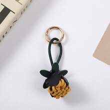 1pc Back To School Vintage Floral Bag Charm, Hand-Sewn Fabric Tulip PU Strap Spring Ring, Student Backpack Decoration - Multicolor - View 11