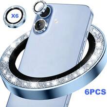 XINHONGYU 6pcs Glitter Lens Protector Case Compatible With IPhone 16 15 14 13 12 11 Pro Max - Blue - View 34