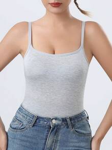 Soft, Comfortable And Very Stretchy Tank Top With Built-In Bra Cups; Stylish And Easy To Wear, Both As An Undergarment And An Outer Garment. - 混合色 - 1 - 查看 5