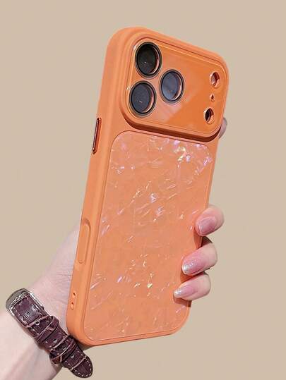1件大窗貝殼圖案全覆蓋保護殼，相容於 Apple 17 Pro Max/16 Pro Max