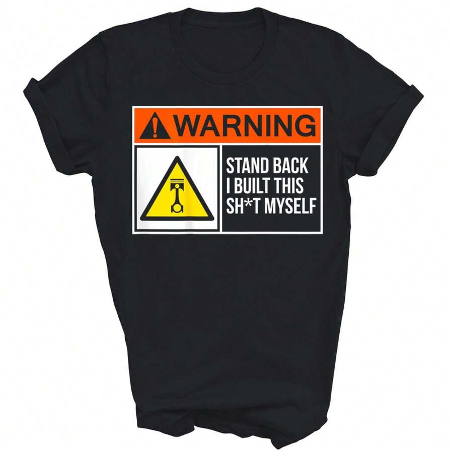 Warning Stand Back I Built This Myself Funny Unisex Shirt Gift - 黑色 - 查看 1