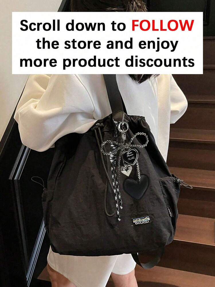 Solid Color, Simple Style, Large Capacity, Portable Women's Bag, A Minimalist Style Versatile Bag, Suitable For Daily Commuting, Travel, Shopping - Black - View 4