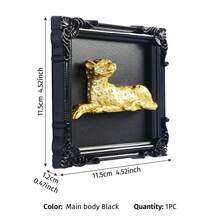 1件裝歐式黑金方形3D動物浮雕裝飾掛飾，獅子大象豹子樹脂浮雕牆飾，黑框鍍金動物掛飾，動物組合牆面藝術框，動物主題牆飾，藝術牆飾，宮廷風牆飾，Ins風牆飾，奢華動物掛飾，適合客廳裝飾、玄關掛飾、攝影背景道具、背景牆景，喬遷與開業禮物 - 黑金色 - 查看 15
