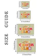 1pc Retro The Couch Club Typography Canvas Wall Art Green Striped Poster Cute Aesthetic Smiling Face Print For Dorm Living Room Decor Unframed , Framed Or Wooden Hanging Scroll - Pattern - View 6
