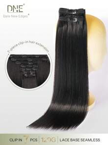 DNE HAIR 7件組 120g 1B# 自然色雙層隱形夾式接髮片，Remy髮，無縫柔軟厚髮尾，防脫落可重複使用，適合細髮，適用於沙龍、日常、婚禮、派對造型，女性用 - S1B - 查看 1