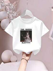 Camiseta de manga corta con estampado de hámster para niñas unisex para niños y niñas - Blanco - Ver 1