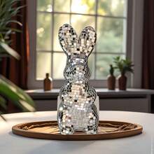 Disco Mirror Rabbit Decor Mosaic Reflective Rabbit Sculpture, Aesthetic Desktop Decoration, Suitable For Living Room, Easter Party, Home Decor - Rabbit Figurine - View 5