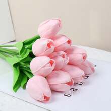 1/3/6pcs Realistic Artificial Tulip Flowers Home Decor INS Style Living Room Bedroom Decoration Fake Flowers Suitable For Home Decor, Wedding Decor, Holiday Decor - Candy Powder - View 11