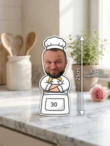 8/16/24pcs Personalized Custom Photo Banner - Funny Chef Hat Head & Apron Design Party Decor For Birthdays & Anniversaries. Ideal For Outdoor BBQs, Indoor Dining & Kitchen Celebrations. Unique Gift For Him, Dad, Husband, Boyfriend, Or Best Friend. - Multicolor - View 10