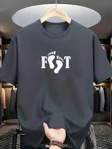 And A Footprint Design On The Front. The Fusion Of Letters And Footprints Shows A Playful Expression Related To Walking And Steps, With An Overall Style That Is Simple But Creative. - Dark Grey - View 1