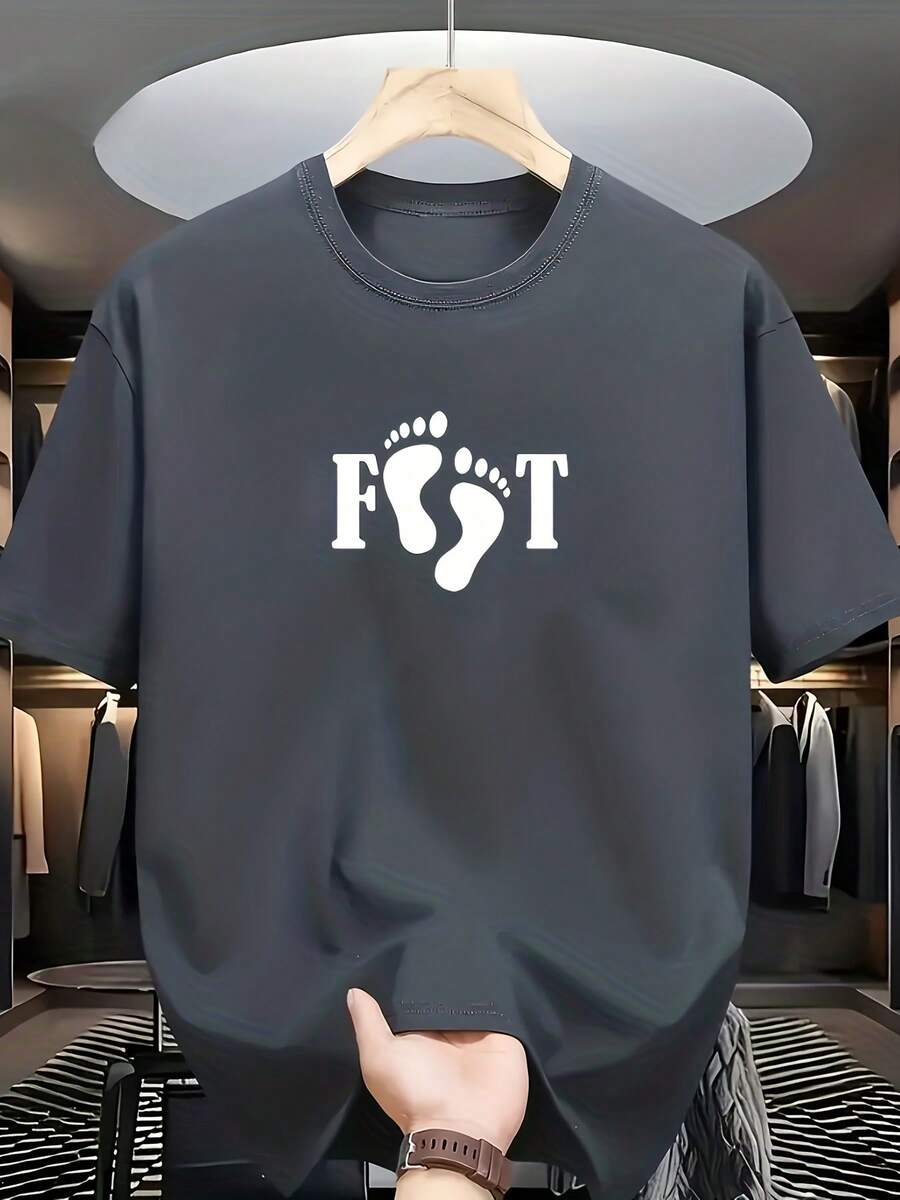 And A Footprint Design On The Front. The Fusion Of Letters And Footprints Shows A Playful Expression Related To Walking And Steps, With An Overall Style That Is Simple But Creative. - Dark Grey - View 1