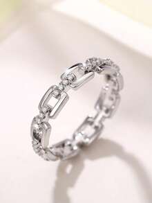 1 Stück süßer kubischer Zirkonia Ring, Damen Hochzeits-Verlobungs-Jahrestags-Schmuck Valentinstag Geschenk - Silber - Übersicht 2