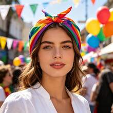 2pcs Rainbow Pride Headband, Pride Month Headband Scarf, Parade Party Holiday Multi-Functional Hairband Neck Scarf,Halloween - Multicolor - View 3